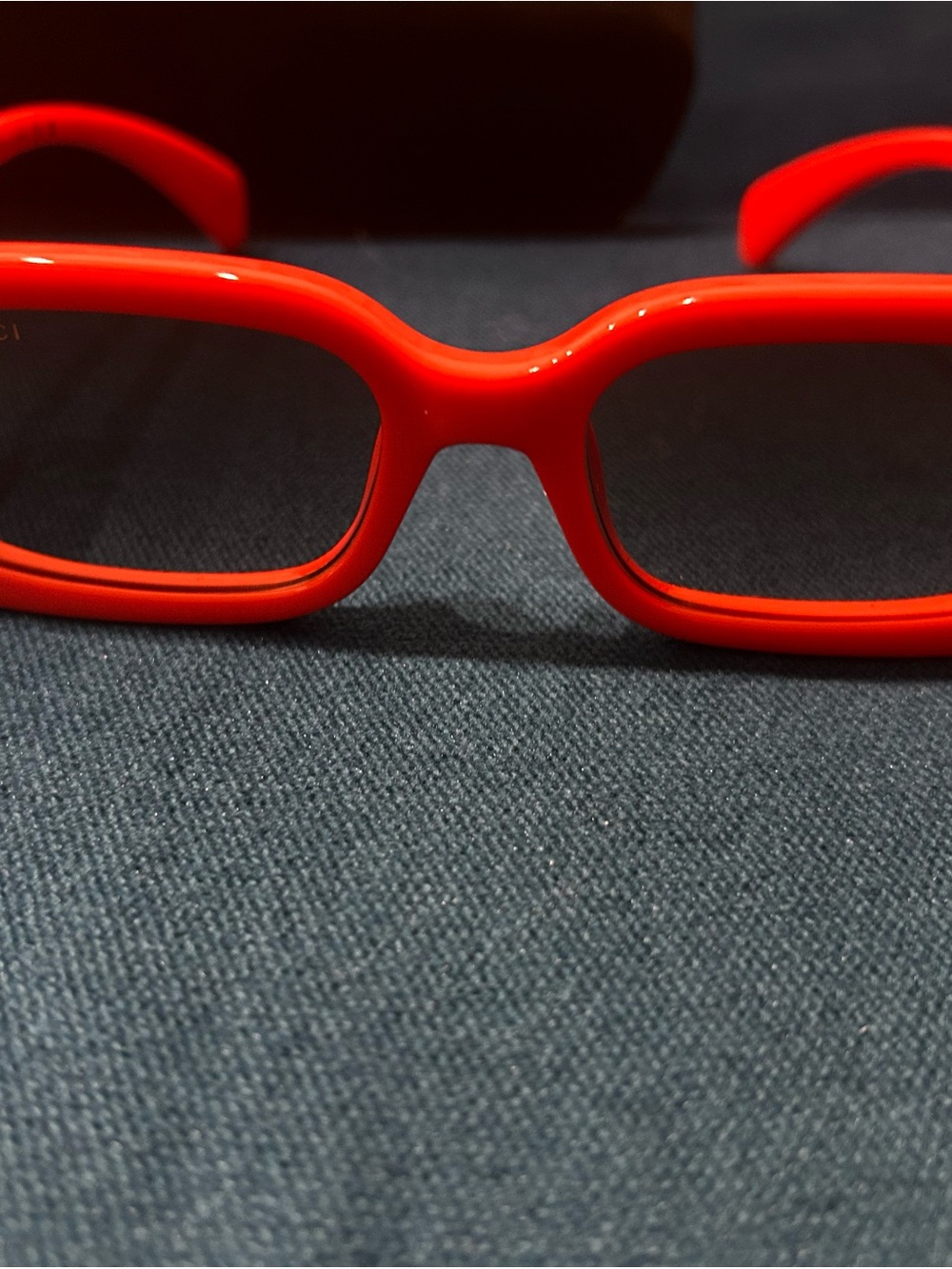 Gucci Red Statement Rectangular Sunglasses